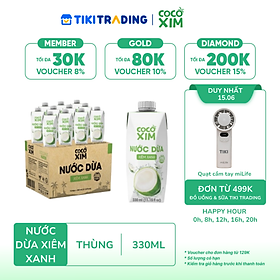 Thùng 12 Hộp Nước Dừa Cocoxim Xanh (330ml x12 Hộp)