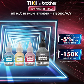 Bộ mực in phun Brother (BT-D60BK + BT5000C/M/Y)