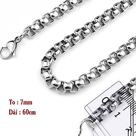 Dây chuyền nam titan cao cấp thời trang inox thép không gỉ bông dừa khít trangsucpt 7mm PTDCNA191