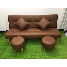 Sofa bed, sofa giường màu nâu và 2 đôn tròn SB16