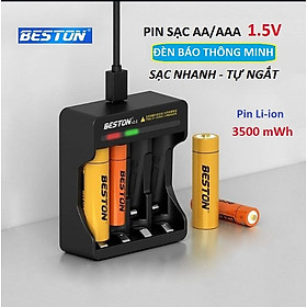 Pin sạc AA/AAA Beston chính hãng 1.5V kèm bộ sạc nhanh tự ngắt hàng cao cấp
