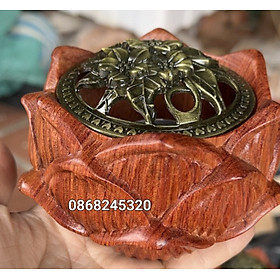 Mua Nữ xông trầm hoa sen bằng gỗ hương đá lắp đồng  kt 11×11×7cm