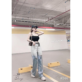 Quần bò suông loang rách cá tính. Size S M