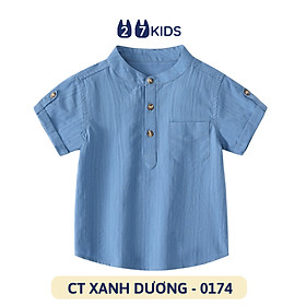 Áo sơ mi bé trai ngắn tay 27Kids WELLKIDS áo cổ bẻ vải mềm đi học nam cho