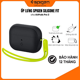 Ốp Spigen Silicone Fit Black cho Airpod Pro 2 - Thiết kế chính xác, chống sốc, móc khoá tiện lợi - Hàng Chính Hãng