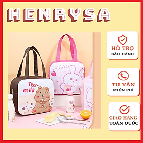 Túi đựng hộp cơm giữ nhiệt ấm thức ăn có khóa kéo, vải bọc chống thấm nước cao cấp - Chính hãng HENRYSA