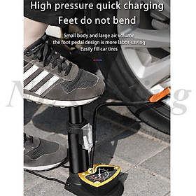  Bơm hơi lốp đạp chân xe máy ô tô xe đạp đút cốp có trợ lực siêu nhẹ đồng hồ đo áp suất lốp