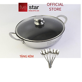 Chảo chống dính cao cấp Fivestar 2 quai có nắp kính 18cm 22cm 26cm