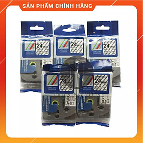 [Combo 5 hộp] Nhãn In đa lớp Tz2-151 - Đen nền trong 24mm x 8m - Hàng nhập khẩu