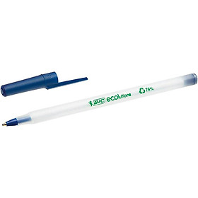 Bút bi êm mượt BIC Ecolutions/ Revolution Round Stic, cỡ ngòi 1.0mm, với chất liệu nhựa tái chế đến 97%, 1 cây màu xanh dương hoặc đen