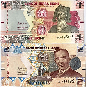 Mua Tiền thế giới combo 2 tờ 1 và 2 leone của cộng hòa Sierra Leone sưu tầm
