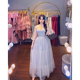 ĐẦM XOÈ CÔNG CHÚA TAY DÀI PHỒNG KẾT CƯỜM HẠT - SIZE M/L ĐẾN 57kg - MS247VMM MM