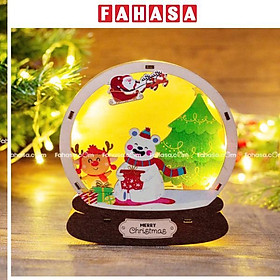 Đèn Gỗ Trang Trí Giáng Sinh - Bách Mộc - Quả Cầu Gấu Trắng