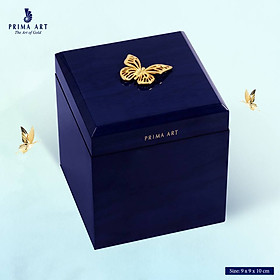 PRIMA Hộp Trang Sức Sơn mài & Hoa Hồng mạ Vàng 24K - Màu xanh dương - 422D3176-01