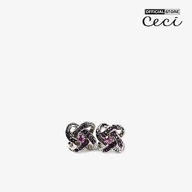 CECI - Khuyên tai nữ xỏ lỗ thiết kế đan chéo đính đá lấp lánh CC1-09000139