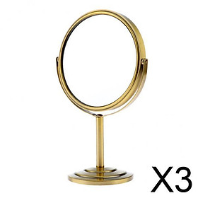 3x6in Round Tabletop Vanity Swivel Makeup Mirror 2-sided 2x Magnifying Bronze