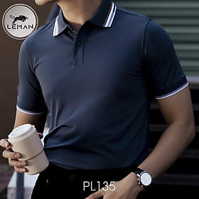 Áo thun polo nam Leman PL135 vải Poly Coolmax pique 215gsm cao cấp form Slim fit năng động - Xanh Navy - S 55-73kg
