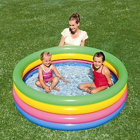 Bể bơi phao cầu vồng 4 tầng hình tròn ( Tặng 01 súng nước cho bé )
