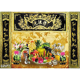 Mua TRANH DÁN TƯỜNG VẢI LỤA 3D PHÒNG THỜ GIA TIÊN TẶNG KÈM KEO DÁN - TRANH THỜ CÚNG - TRANH MÂM QUẢ CÂU ĐỐI DÁN