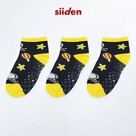 Combo/set 3 đôi tất bé trai/bé gái dễ thương màu đen, vớ trẻ em cotton mềm mịn, hình phi hành gia, có đệm cao su chống trượt – E3CB101