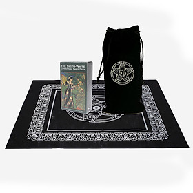 Hình ảnh Combo Bộ Bài Tarot The Smith-Waite Tarot Centennial Edition Pamela Colman Smith Commemorative Cao Cấp và Túi Nhung Đựng Tarot và Khăn Trải Bàn Tarot