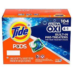 Viên giặt kháng khuẩn Tide Pods Plus Ultra Oxi 4-in-1, 104 Viên (Thùng) - Nhập khẩu Mỹ