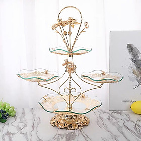 Mua Khay thuỷ tinh 3 tầng đựng hoa quả  bánh kẹo đế kim loại