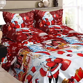 Bộ Đồ Giường 2 Vỏ Gối 1 Chăn 1 Ga Trải Giường Giáng Sinh