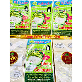 Combo 12 Cục Xà Phòng Làm Trắng Da Cám Gạo Sữa Jam Rice Milk Soap Thái Lan 800 gr Gluta + Collagen ( rửa mặt và tắm )