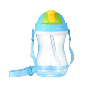 Chai uống nước 350ml cho bé có dây đeo chống rò rỉ và mùi, không độc hại-Màu xanh dương-Size