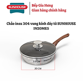 Mua Chảo inox 304 5 đáy vung kính chống dính vân đá Sunhouse IN20ME5 - Hàng chính hãng