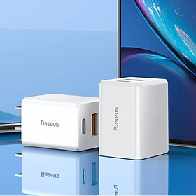 Adapter củ sạc nhanh đa năng 18W cho Smartphone /Tablet / Macbook hiệu Baseus Traveler PPS Quick Charger (2 cổng USB + Type C, sạc nhanh PD, Quick charge 3.0) - Hàng nhập khẩu