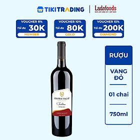 Rượu Vang Đỏ Ladofoods Chateau Dalat Tradition Cabernet Sauvignon 750ml 12,5% - Không Kèm Hộp