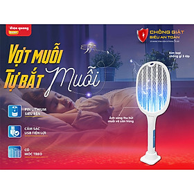 Mua Vợt Muỗi 2 Trong 1 Điện Quang ĐQ EMR10 W - Vợt muỗi kiêm đèn bắt muỗi thông minh  tự động  Pin 1200 mAh  Bảo Hành 12 tháng