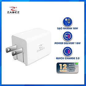 Mua Củ sạc nhanh Zadez 2 cổng USB QC 3.0 và Type C PD 18W ZTA-4211 - Hàng Chính Hãng