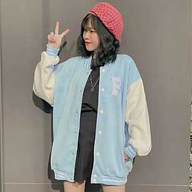 Áo khoác Nỉ Bomber Chữ R Nam Nữ Unisex kiểu dáng Ulzzang áo caridan Nút Bấm Form Rộng tay dài Unisex Nam Nữ