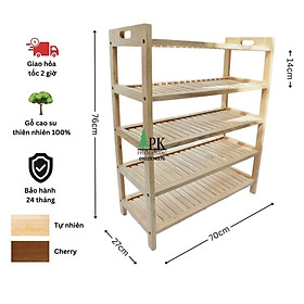 Mua Kệ giày dép gỗ 5 tầng Phạm Khang - Gỗ cao su tự nhiên màu Tự Nhiên/ Vàng Cherry - Kích thước rộng 64 cm/ 70 cm
