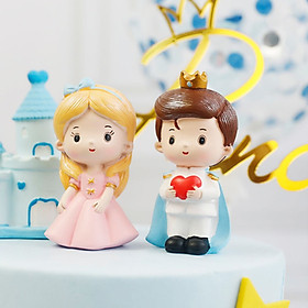Bộ 02 tượng Hoàng Tử - Công Chúa tóc vàng 7cm