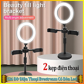 Mua Giá Đỡ Điện Thoại livestream Có Đèn Led  Đèn Livestream để bàn  Tích Hợp Giá Đỡ 2 Điện Thoại Có 3 Chế Độ Sáng