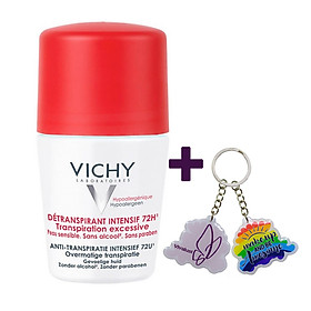 Lăn Khử Mùi Giúp Khô Thoáng Vùng Da Dưới Cánh Tay VICHY Detransprirant Intensif 72h Transpiration Excessive (50ml) - TẶNG MÓC KHÓA