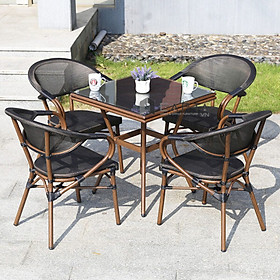 Mua Bộ bàn cafe vuông mặt lưới Texilen ốp kính 4 ghế SL TE2029-70A / CC2005-A Nội thất Capta