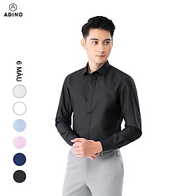 Áo sơ mi nam tay dài ADINO màu đen dáng slimfit vải modal trẻ trung S303