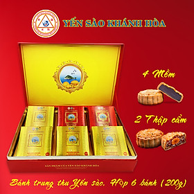 [Hộp 6] Bánh Trung thu Yến sào Khánh Hòa, Bánh nướng nhân mềm và thập cẩm - 200g