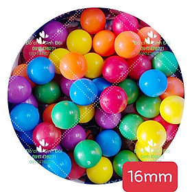 100 viên bi nhựa 16mm màu thập cẩm nguyên khối - phụ kiện bi các trò chơi