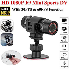 Camera thể thao dành cho xe đạp Xe đạp leo núi Mũ bảo hiểm xe máy Camera hành động Mini Dv F9 Máy quay Full HD 1080p Đầu ghi hình trên ô tô Màu sắc: Đen