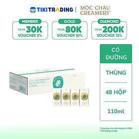 Thùng 48 hộp Sữa tươi tiệt trùng có đường Mộc Châu Creamery 110ml
