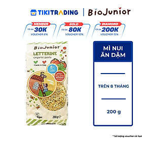 Mì nui ăn dặm hữu cơ cho bé hình chữ cái Bio Junior 200g (Từ 8 tháng tuổi)