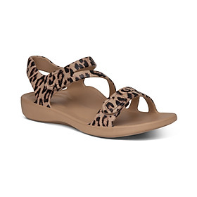 Giày sandal sức khoẻ nữ Aetrex Jillian Sport Leopard - nâng vòm giảm đau gai gót chân