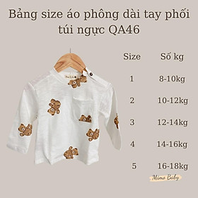 Áo phông dài tay hình gấu phối túi ngực mùa thu đông cho bé QA49 Mimo Baby