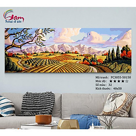 Mua Tranh số hoá tự tô theo số phong cảnh cánh đồng khổ lớn 50x150cm không khung  PC3055